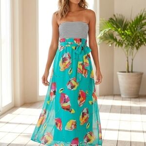 Xhilaration Vibrant Floral Maxi Skirt